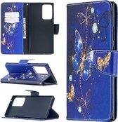 Voor Samsung Galaxy Note20 Ultra Gekleurde Tekening Patroon Horizontale Flip Leren Case met Houder & Kaartsleuven & Portemonnee (Paarse Vlinder)
