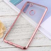 Voor Samsung Galaxy A21 ultradunne beplating TPU beschermende zachte hoes (roségoud)