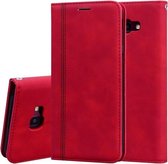 Voor Samsung Galaxy J4 Plus (2018) Frosted Business Magnetische Horizontale Flip PU lederen tas met houder & kaartsleuf & lanyard (rood)