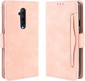 Voor OnePlus 7T Pro Wallet Style Skin Feel Kalfspatroon lederen hoes met aparte kaartsleuf (roze)