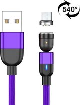 1m 3A-uitgang USB naar micro-USB 540 graden roterende magnetische datasynchronisatie-oplaadkabel (paars)