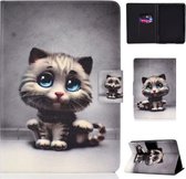 Gekleurde tekening Universal Voltage Craft Cloth TPU beschermhoes, met houder & slaap- / wekfunctie & kaartsleuven (kat)