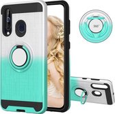 Voor Galaxy M40 / A60 2 in 1 pc + TPU beschermhoes met 360 graden roterende ringhouder (mintgroen)