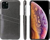 Fierre Shann Retro Oil Wax Texture PU lederen tas met kaartsleuven voor iPhone 11 Pro (zwart)