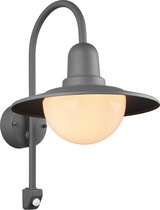 LED Tuinverlichting met Bewegingssensor - Wandlamp Buitenlamp - Trion Nomina - E27 Fitting - Rond - Mat Antraciet - Aluminium - BSE