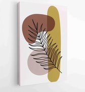 Botanical wall art vector set. Earth tone boho foliage line art drawing with abstract shape. 1 - Moderne schilderijen – Vertical – 1866300577 - 40-30 Vertical