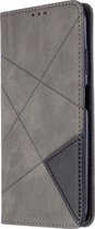 Huawei P40 Lite Hoesje - Mobigear - Rhombus Slim Serie - Kunstlederen Bookcase - Grijs - Hoesje Geschikt Voor Huawei P40 Lite