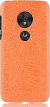 Motorola Moto G7 Play Hoesje - Mobigear - Krokodil Serie - Hard Kunststof Backcover - Oranje - Hoesje Geschikt Voor Motorola Moto G7 Play