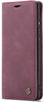 Huawei P40 Hoesje - Caseme - Slim Retro Serie - Kunstlederen Bookcase - Rood - Hoesje Geschikt Voor Huawei P40