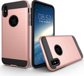 Apple iPhone Xs Hoesje - Mobigear - Brushed Serie - Hard Kunststof Backcover - Roségoud - Hoesje Geschikt Voor Apple iPhone Xs