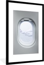 Photo dans le cadre - Vue depuis la fenêtre de l'avion Cadre photo noir avec passe-partout blanc 60x90 60x90 cm - Affiche dans le cadre (Décoration murale salon / chambre)