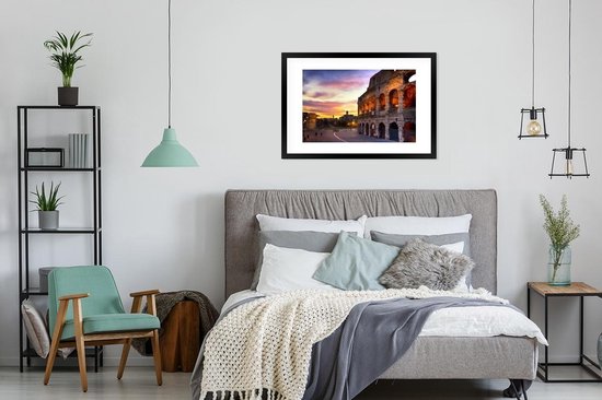 Fotolijst incl. Poster - Het Colosseum in Rome bij een zonsondergang - 90x60 cm - Posterlijst