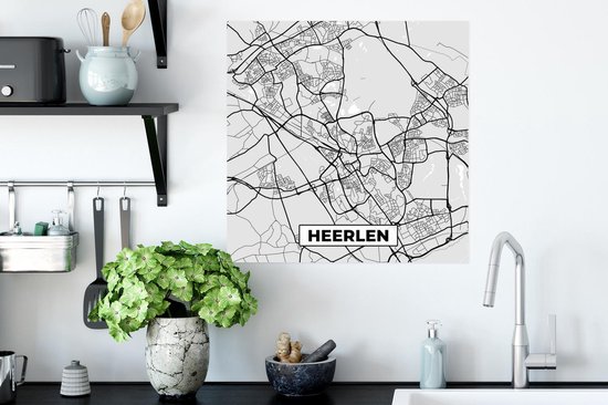 Poster Plan de la ville - Heerlen - Grijs - Wit - 50x50 cm