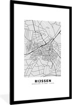 Fotolijst incl. Poster - Stadskaart - Rijssen - Grijs - Wit - 80x120 cm - Posterlijst - Plattegrond