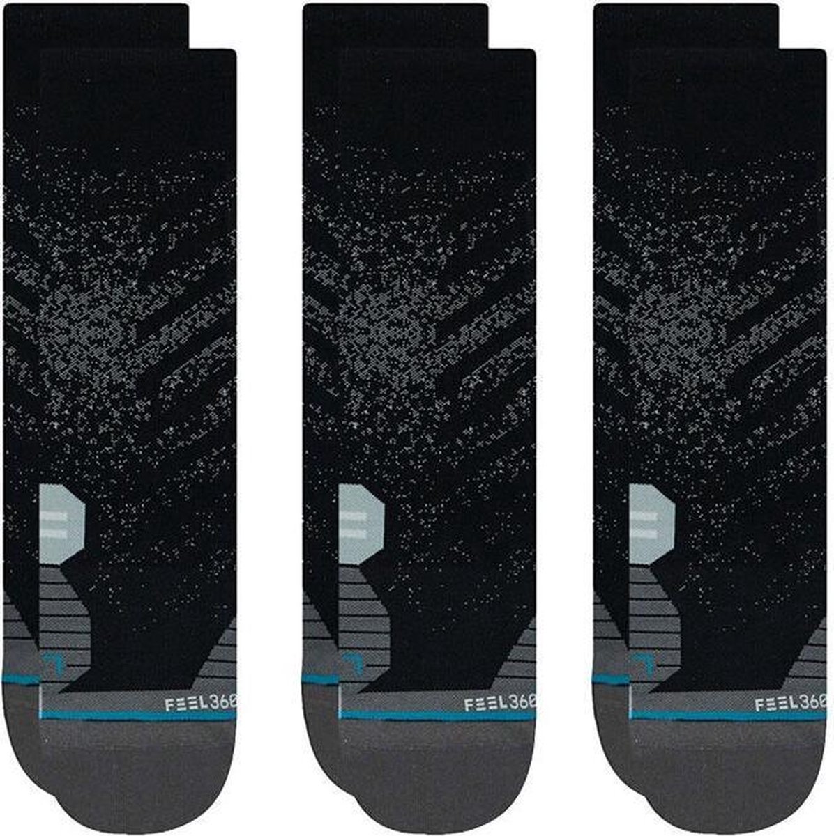 Stance unisex run feel360 infiknit crew st 3P zwart