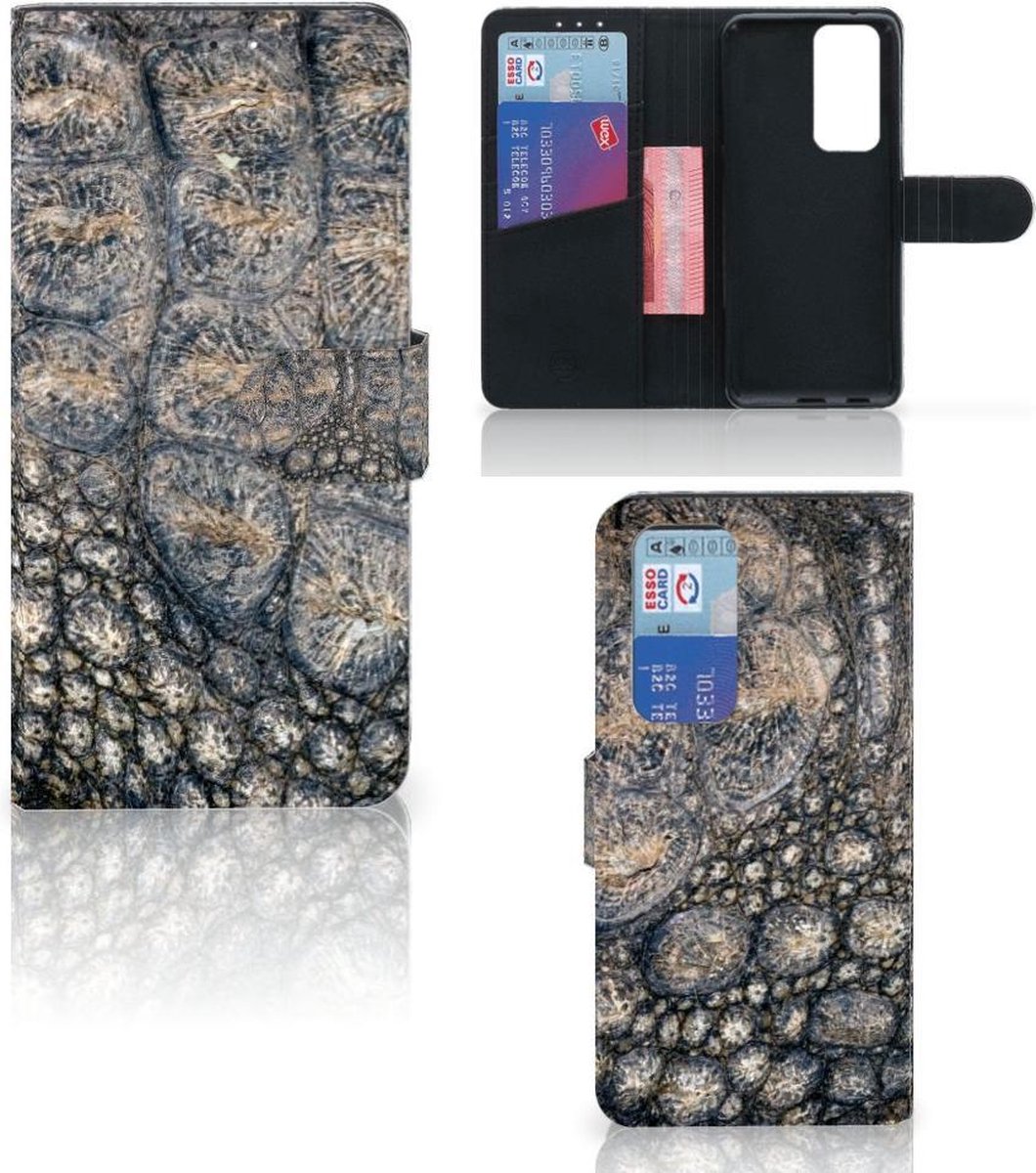 OPPO Find X3 Neo 5G Telefoonhoesje met Pasjes Krokodillenprint