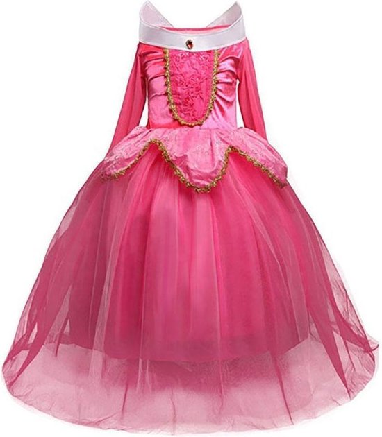 Prinses Doornroosje - Prinsessen jurk - Klassiek - Roze - Prinsessenjurk - Verkleedkleding - Feestjurk - Sprookjesjurk - Maat 98/104 (2/3 jaar)