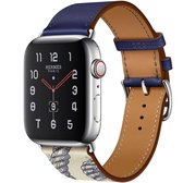 Apple watch leren bandje van By Qubix - Blauw - Geschikt voor alle 42 en 44mm Apple watches  - Van hoge kwaliteit!