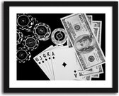 Foto in frame , Casino Poker , 3 maten , Zwart wit , Premium print