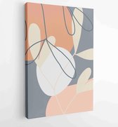 Botanical wall art vector set. Earth tone boho foliage line art drawing with abstract shape 3 - Moderne schilderijen – Vertical – 1881805192 - 80*60 Vertical