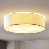 Lindby - plafondlamp - 3 lichts - stof, metaal - H: 15 cm - E27 - wit, gesatineerd nikkel