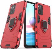 Xiaomi Redmi Note 10/10S Hoesje Hybride Back Cover met Kickstand Rood