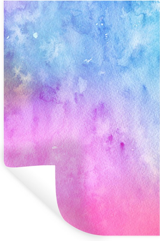 Stickers muraux - Aquarelle - Rose - Blauw - Violet - 20x30 cm - Feuille adhésive