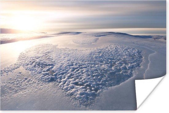 Poster Hartje - Sneeuw - Winter - Horizon - 30x20 cm