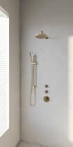 Brauer Gold Edition thermostatische inbouw doucheset - geborsteld goud PVD - hoofddouche 20cm - wandarm gebogen - staafhanddouche - met glijstang