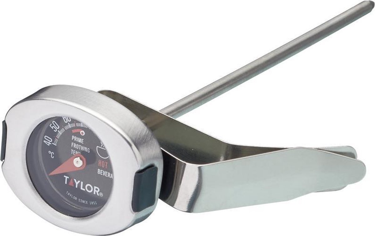 KitchenCraft Taylor Pro Melk Thermometer - 6 x 3 x 14,5 cm Roestvrij Staal - Zwart en Zilver