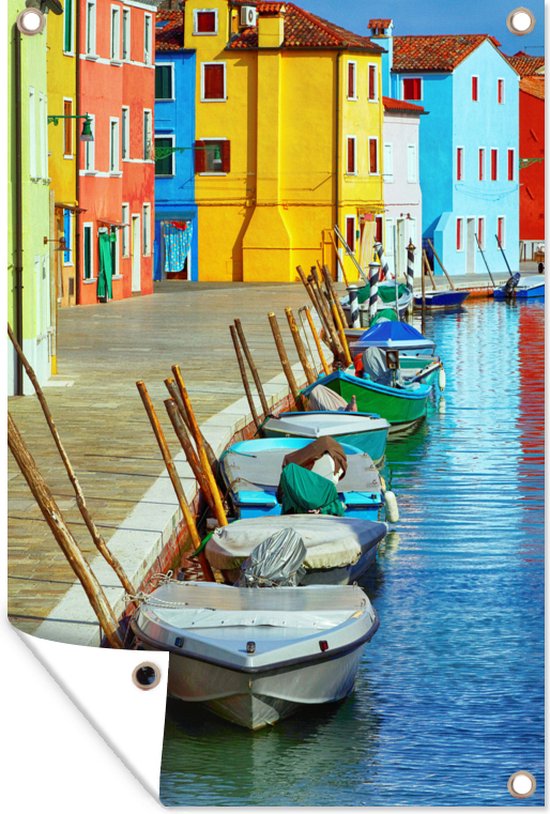 Affiche de jardin Petits bateaux à Burano à Venetië 40x60 cm - petit - Toile de jardin / Toile d'extérieur / Peintures pour l'extérieur (décoration de jardin)