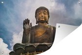 Tuindecoratie Boeddha beeld in open lucht - 60x40 cm - Tuinposter - Tuindoek - Buitenposter