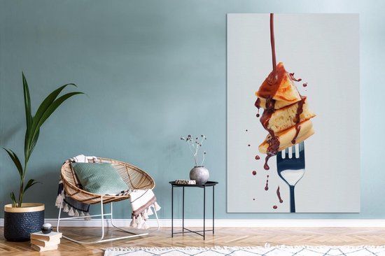 Dessert de crêpes fraîchement cuites au chocolat 120x180 cm - Tirage photo sur toile (Décoration murale salon / chambre) XXL / Groot format!