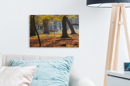 Cerf dans une forêt au Danemark toile 2cm 30x20 cm - petit - Tirage photo sur toile (Décoration murale salon / chambre)