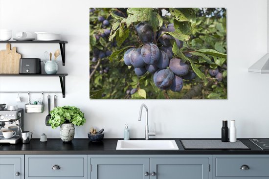 Arbres avec un bouquet de prunes accroché sur toile 2cm 120x80 cm - Tirage photo sur toile (Décoration murale salon / chambre)