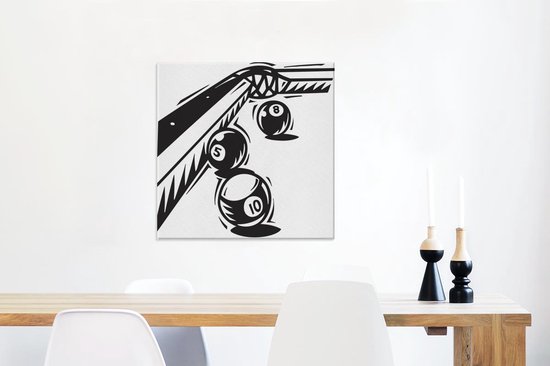Une illustration de trois boules sur la table de billard sur toile 50x50 cm - Tirage photo sur toile (Décoration murale salon / chambre)