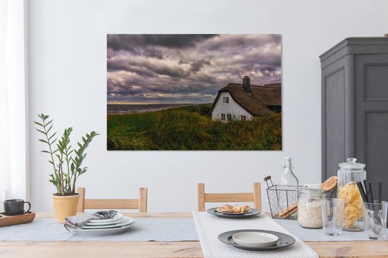 Maison dans les dunes au bord de la mer Baltique toile 140x90 cm - Tirage photo sur toile (Décoration murale salon / chambre) / Mer et plage