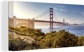 Canvas Schilderij De Golden Gate Bridge in Californië - 40x20 cm - Wanddecoratie