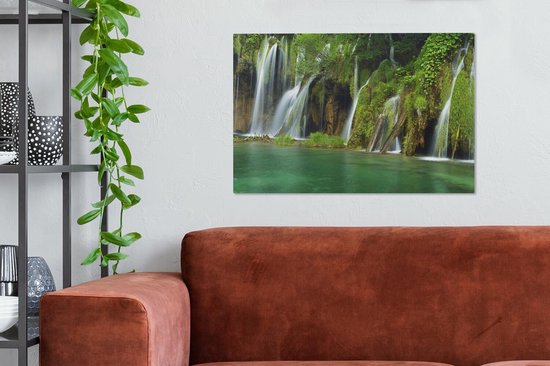 Belle nature au parc national des lacs de Plitvice Toile 90x60 cm - Tirage photo sur toile (Décoration murale salon / chambre)