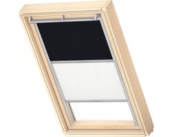 VELUX Origineel Verduisterend Rolgordijn Plus Plissé (DFD), Zilveren Kozijn, PK10, Zwart
