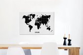 Canvas Wereldkaart - 60x40 - Wanddecoratie Wereldkaart - Trendy - Zwart