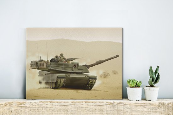 Une illustration d'un tank dans le désert toile 40x30 cm - petit - Tirage photo sur toile (Décoration murale salon / chambre)