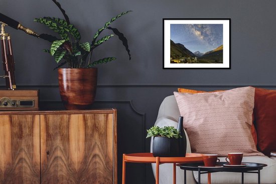 Affiche avec cadre Voie lactée sur la face nord du mont. Monastère Everest et Rongbuk, Tibet - 40x30 cm