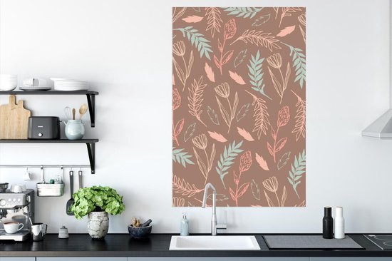 Motif feuilles et fleurs sauvages 80x120 cm / Poster Fleurs