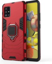 Voor Samsung Galaxy A51 5G schokbestendige pc + TPU beschermhoes met magnetische ringhouder (rood)