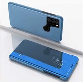 Voor Samsung Galaxy A21S vergulde spiegel horizontale flip lederen tas met houder (blauw)