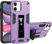 2-in-1 pc + TPU schokbestendige beschermhoes met onzichtbare houder voor iPhone 11 (paars)