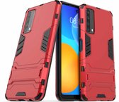 Voor Huawei P smart 2021 PC + TPU schokbestendige beschermhoes met houder (rood)