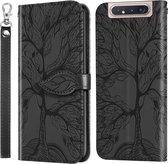 Voor Samsung Galaxy A80 / A90 Life of Tree Embossing Pattern Horizontale flip lederen tas met houder & kaartsleuf & portemonnee & fotolijst & lanyard (zwart)