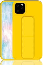 Voor iPhone 11 Pro Max schokbestendige pc + TPU beschermhoes met polsband en houder (geel)